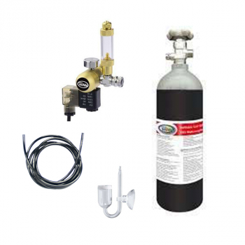 Komplette CO2 Anlage mit 2kg Flasche, Dauertest, Glasdiffusor, Rückschlagventil, Magnetventil und Blasenzähler